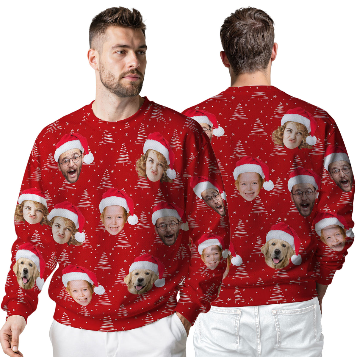 Custom Ugly Christmas Sweater for Men Women Couples Boyfriend Girlfriend Family Dad Mom, Custom Ugly Christmas Sweater with Face Photo, Personalized Sweatshirt with Picture Funny Xmas Gift ST36