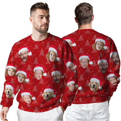 Custom Ugly Christmas Sweater for Men Women Couples Boyfriend Girlfriend Family Dad Mom, Custom Ugly Christmas Sweater with Face Photo, Personalized Sweatshirt with Picture Funny Xmas Gift ST36