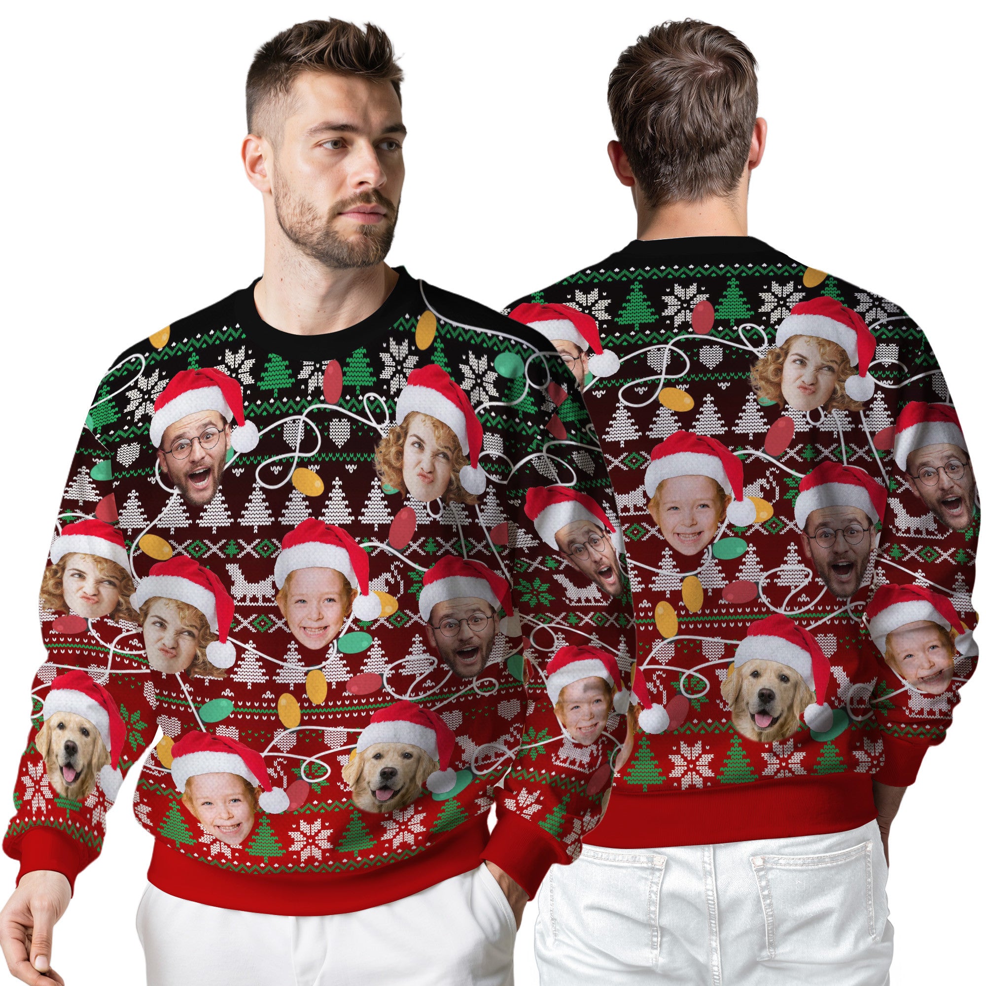Custom Ugly Christmas Sweater for Men Women Couples Boyfriend Girlfriend Family Dad Mom, Custom Ugly Christmas Sweater with Face Photo, Personalized Sweatshirt with Picture Funny Xmas Gift ST37