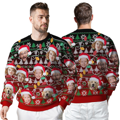 Custom Ugly Christmas Sweater for Men Women Couples Boyfriend Girlfriend Family Dad Mom, Custom Ugly Christmas Sweater with Face Photo, Personalized Sweatshirt with Picture Funny Xmas Gift ST37