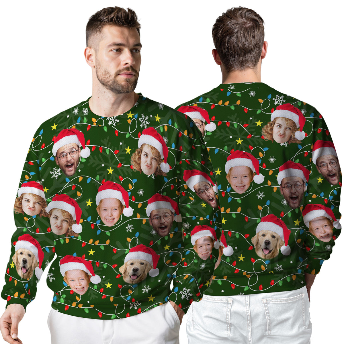 Custom Ugly Christmas Sweater for Men Women Couples Boyfriend Girlfriend Family Dad Mom, Custom Ugly Christmas Sweater with Face Photo, Personalized Sweatshirt with Picture Funny Xmas Gift ST38