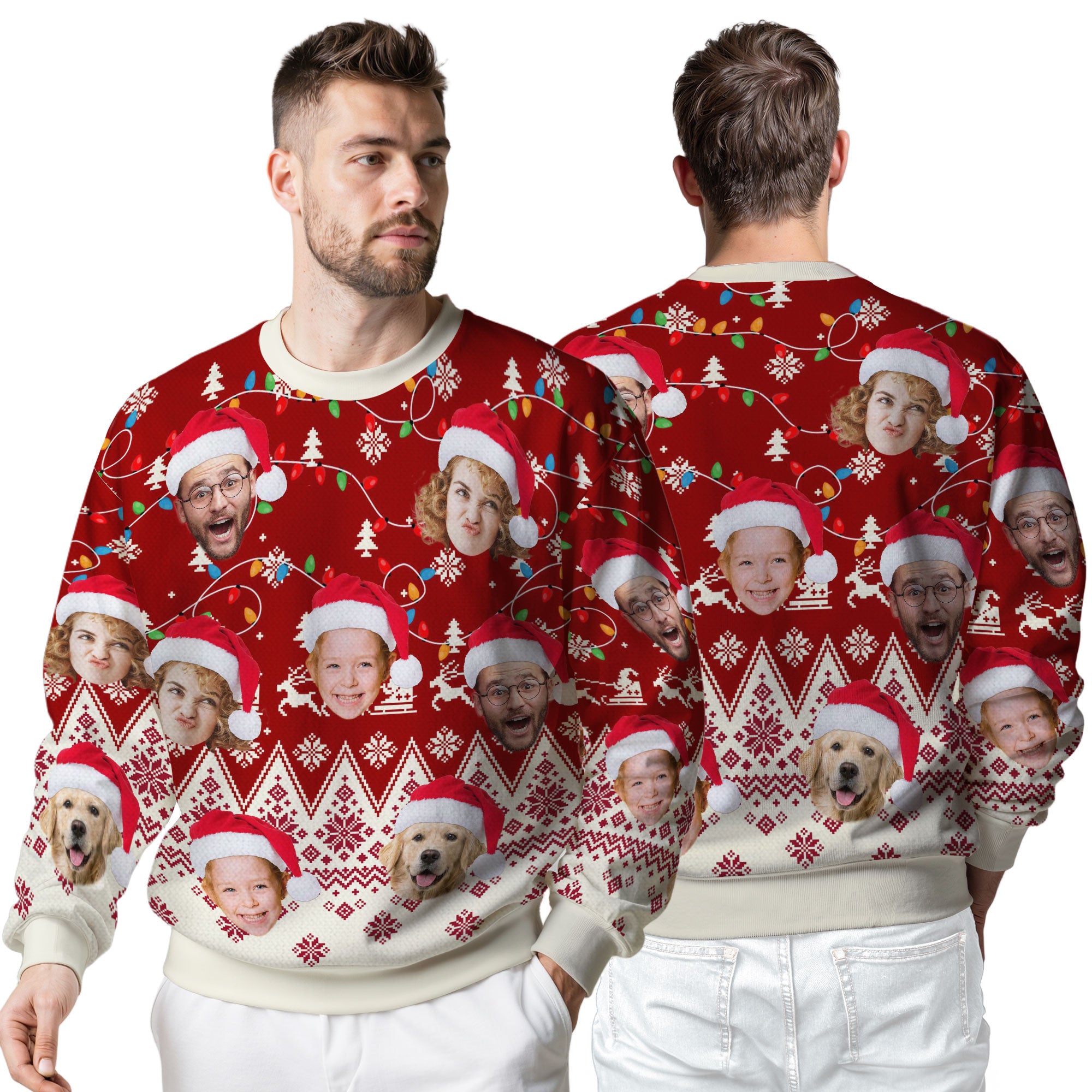 Custom Ugly Christmas Sweater for Men Women Couples Boyfriend Girlfriend Family Dad Mom, Custom Ugly Christmas Sweater with Face Photo, Personalized Sweatshirt with Picture Funny Xmas Gift ST39