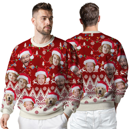 Custom Ugly Christmas Sweater for Men Women Couples Boyfriend Girlfriend Family Dad Mom, Custom Ugly Christmas Sweater with Face Photo, Personalized Sweatshirt with Picture Funny Xmas Gift ST39