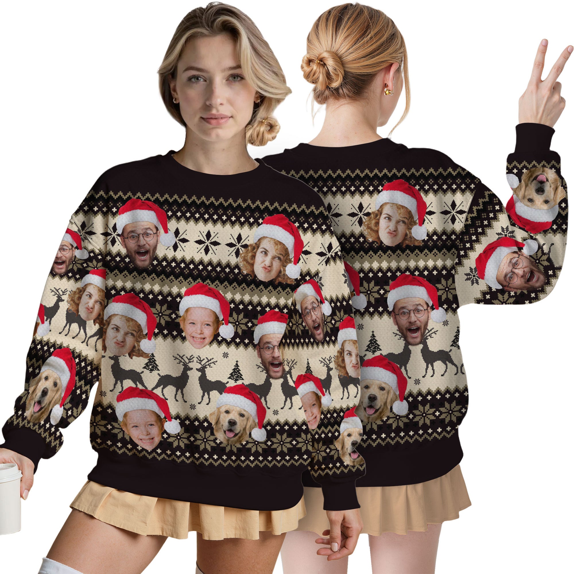 Custom Ugly Christmas Sweater for Men Women Couples Boyfriend Girlfriend Family Dad Mom, Custom Ugly Christmas Sweater with Face Photo, Personalized Sweatshirt with Picture Funny Xmas Gift ST29