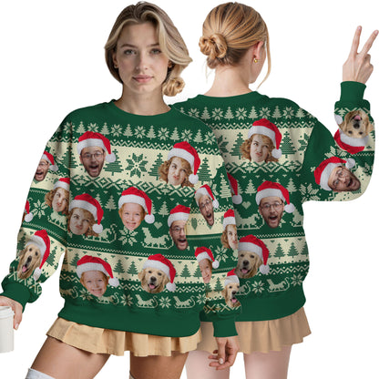 Custom Ugly Christmas Sweater for Men Women Couples Boyfriend Girlfriend Family Dad Mom, Custom Ugly Christmas Sweater with Face Photo, Personalized Sweatshirt with Picture Funny Xmas Gift ST2