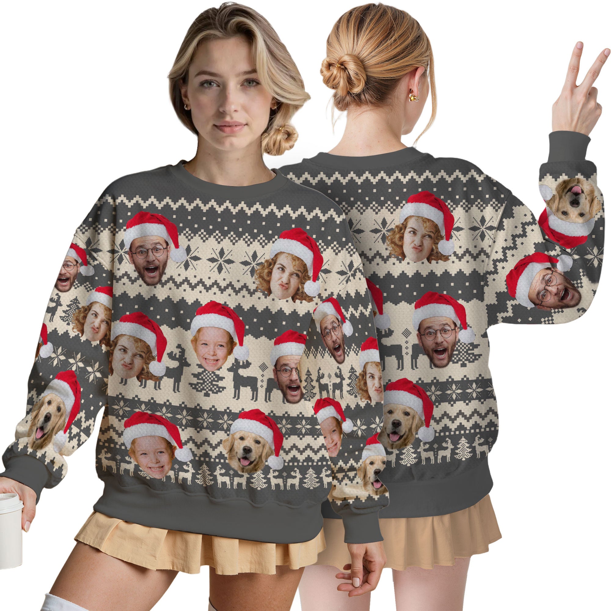 Custom Ugly Christmas Sweater for Men Women Couples Boyfriend Girlfriend Family Dad Mom, Custom Ugly Christmas Sweater with Face Photo, Personalized Sweatshirt with Picture Funny Xmas Gift ST3