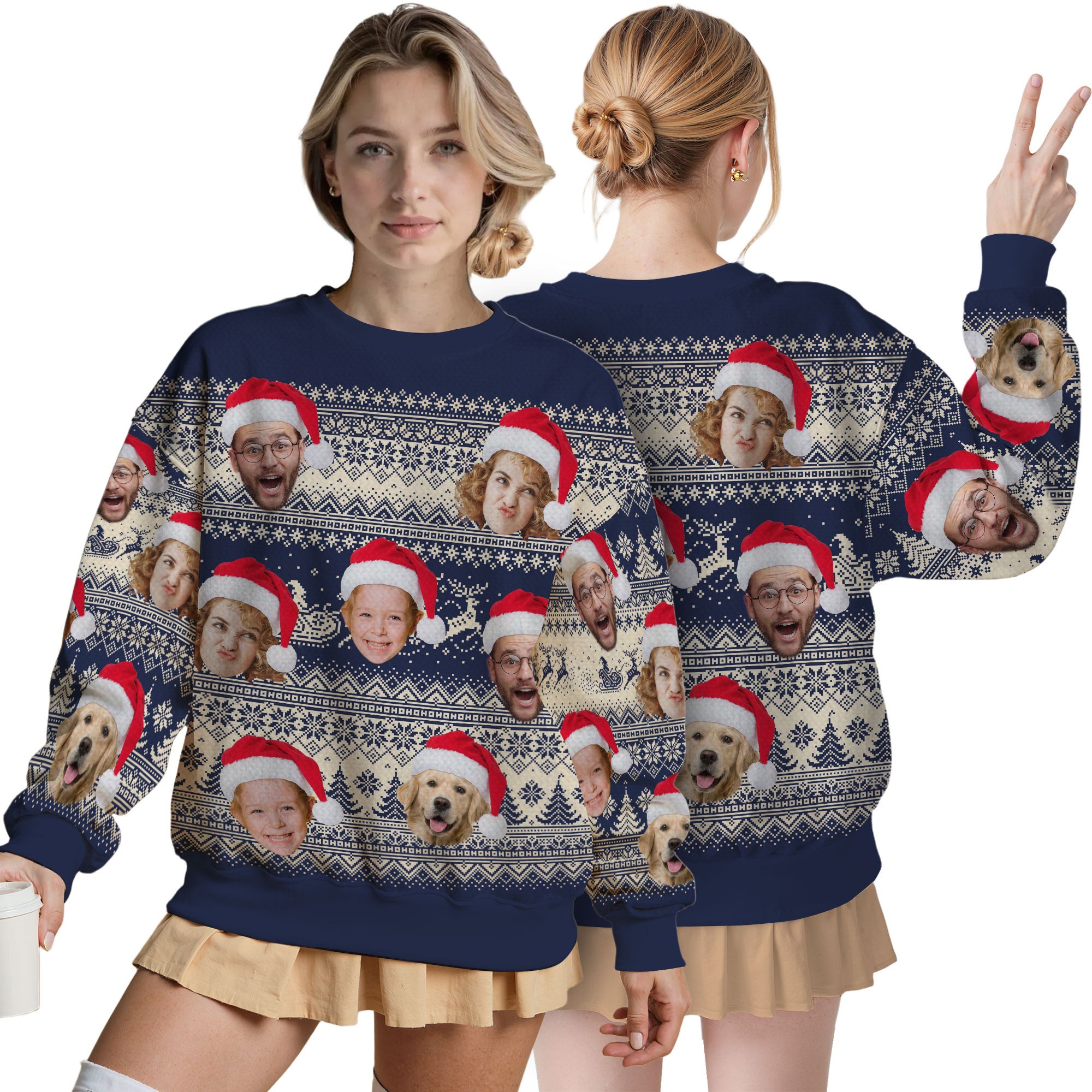 Custom Ugly Christmas Sweater for Men Women Couples Boyfriend Girlfriend Family Dad Mom, Custom Ugly Christmas Sweater with Face Photo, Personalized Sweatshirt with Picture Funny Xmas Gift ST4