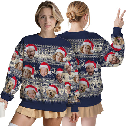 Custom Ugly Christmas Sweater for Men Women Couples Boyfriend Girlfriend Family Dad Mom, Custom Ugly Christmas Sweater with Face Photo, Personalized Sweatshirt with Picture Funny Xmas Gift ST4