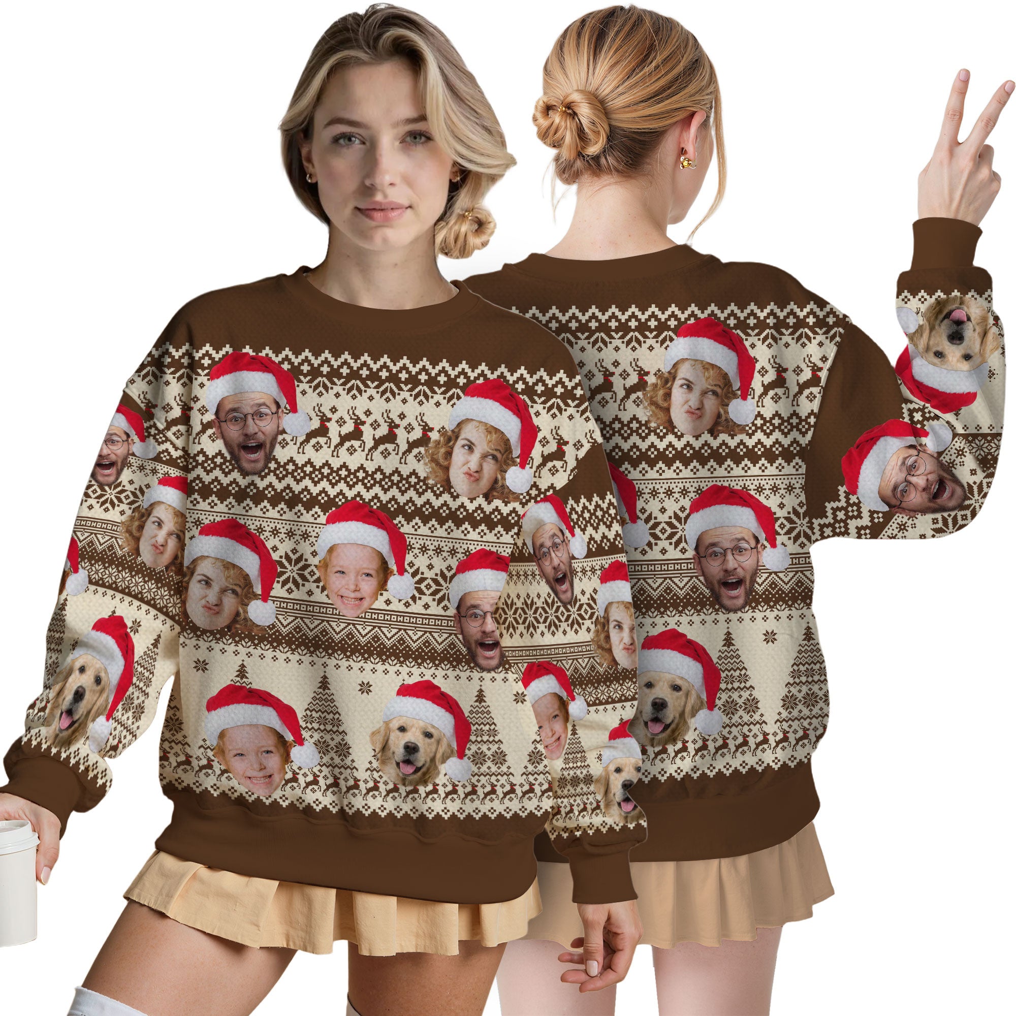 Custom Ugly Christmas Sweater for Men Women Couples Boyfriend Girlfriend Family Dad Mom, Custom Ugly Christmas Sweater with Face Photo, Personalized Sweatshirt with Picture Funny Xmas Gift ST5