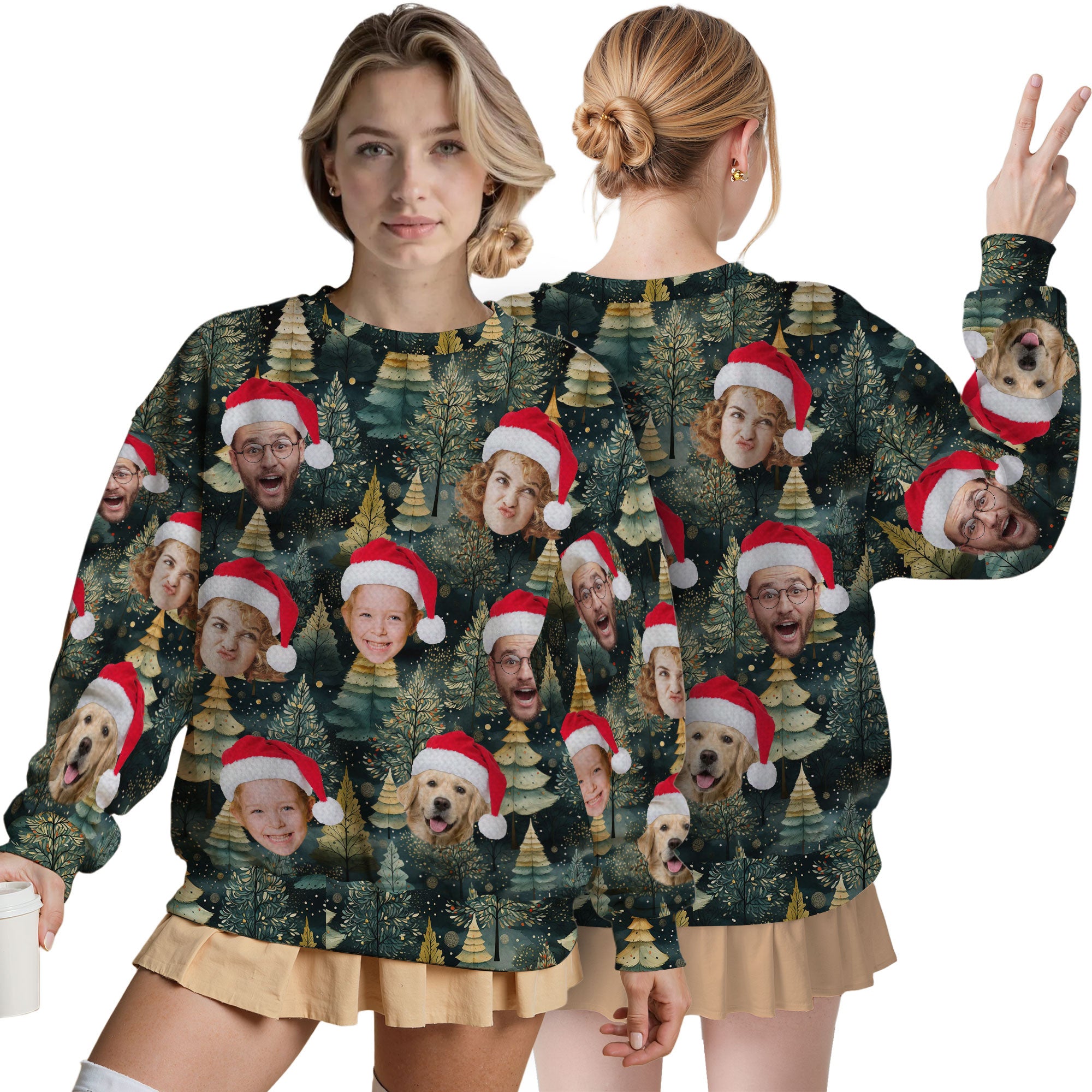 Custom Ugly Christmas Sweater for Men Women Couples Boyfriend Girlfriend Family Dad Mom, Custom Ugly Christmas Sweater with Face Photo, Personalized Sweatshirt with Picture Funny Xmas Gift ST7
