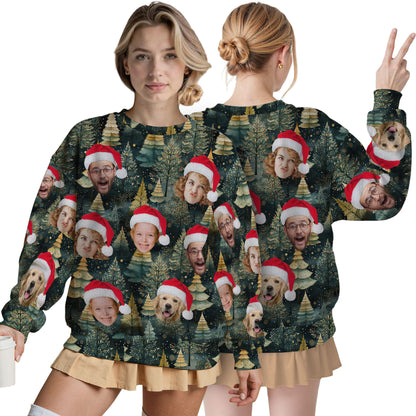 Custom Ugly Christmas Sweater for Men Women Couples Boyfriend Girlfriend Family Dad Mom, Custom Ugly Christmas Sweater with Face Photo, Personalized Sweatshirt with Picture Funny Xmas Gift ST7
