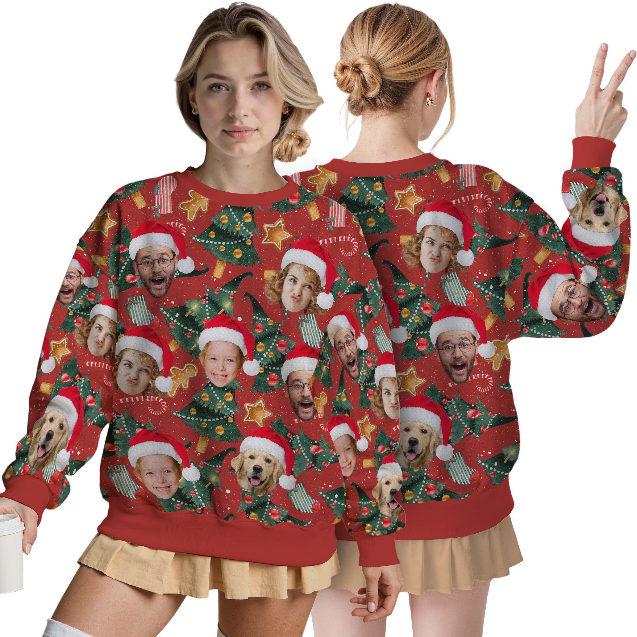 Custom Ugly Christmas Sweater for Men Women Couples Boyfriend Girlfriend Family Dad Mom, Custom Ugly Christmas Sweater with Face Photo, Personalized Sweatshirt with Picture Funny Xmas Gift ST8