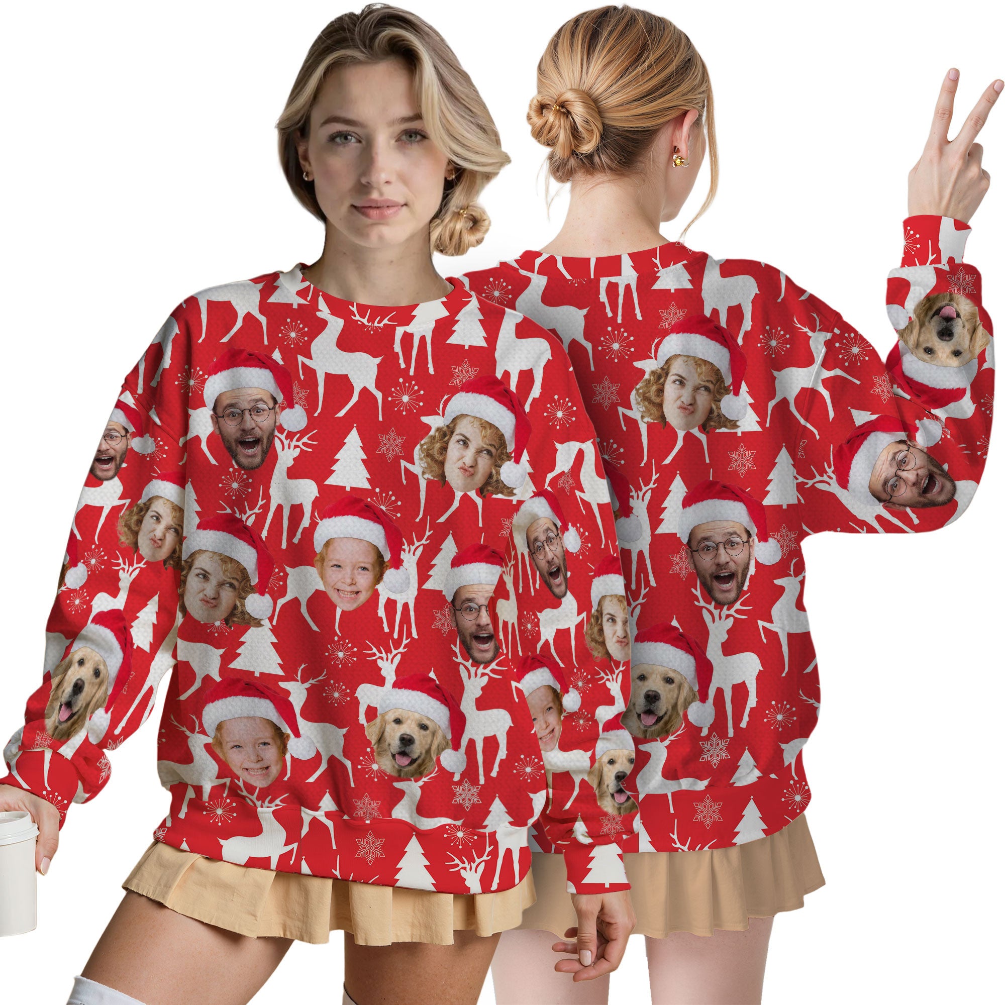 Custom Ugly Christmas Sweater for Men Women Couples Boyfriend Girlfriend Family Dad Mom, Custom Ugly Christmas Sweater with Face Photo, Personalized Sweatshirt with Picture Funny Xmas Gift ST10