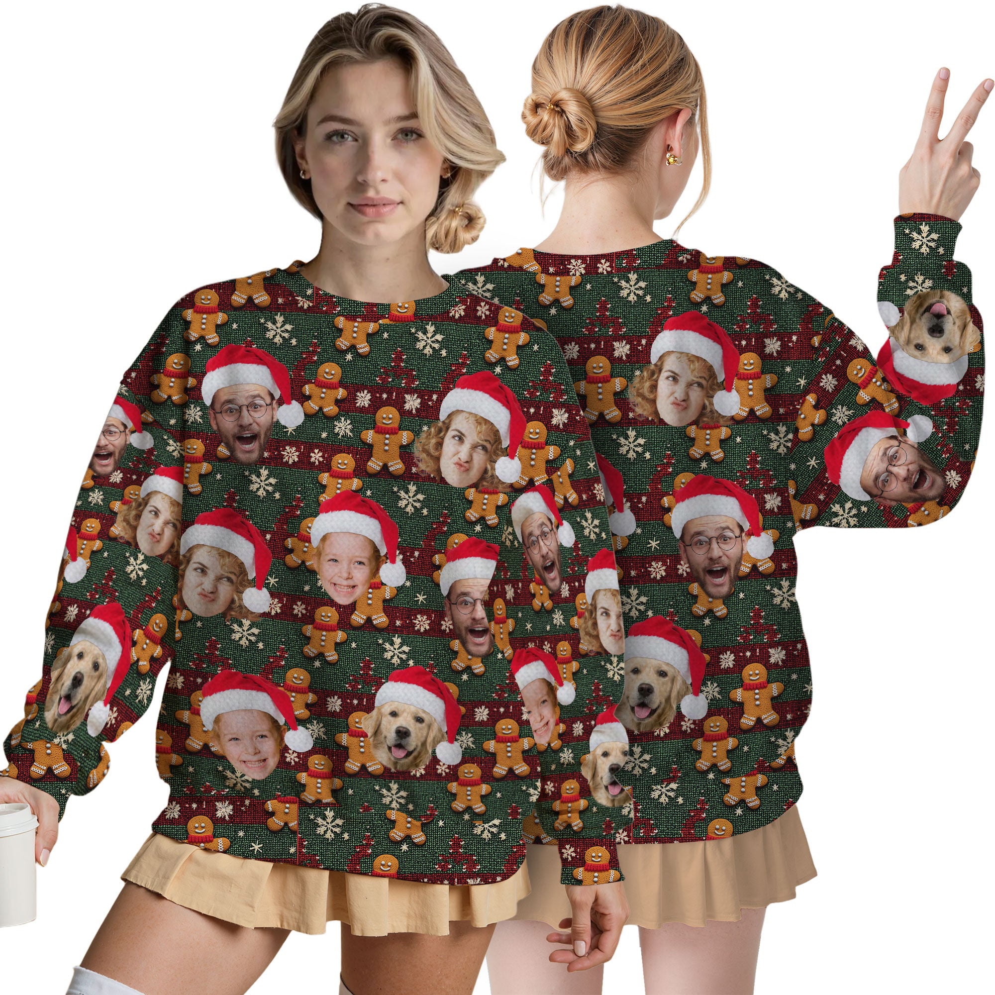 Custom Ugly Christmas Sweater for Men Women Couples Boyfriend Girlfriend Family Dad Mom, Custom Ugly Christmas Sweater with Face Photo, Personalized Sweatshirt with Picture Funny Xmas Gift ST11