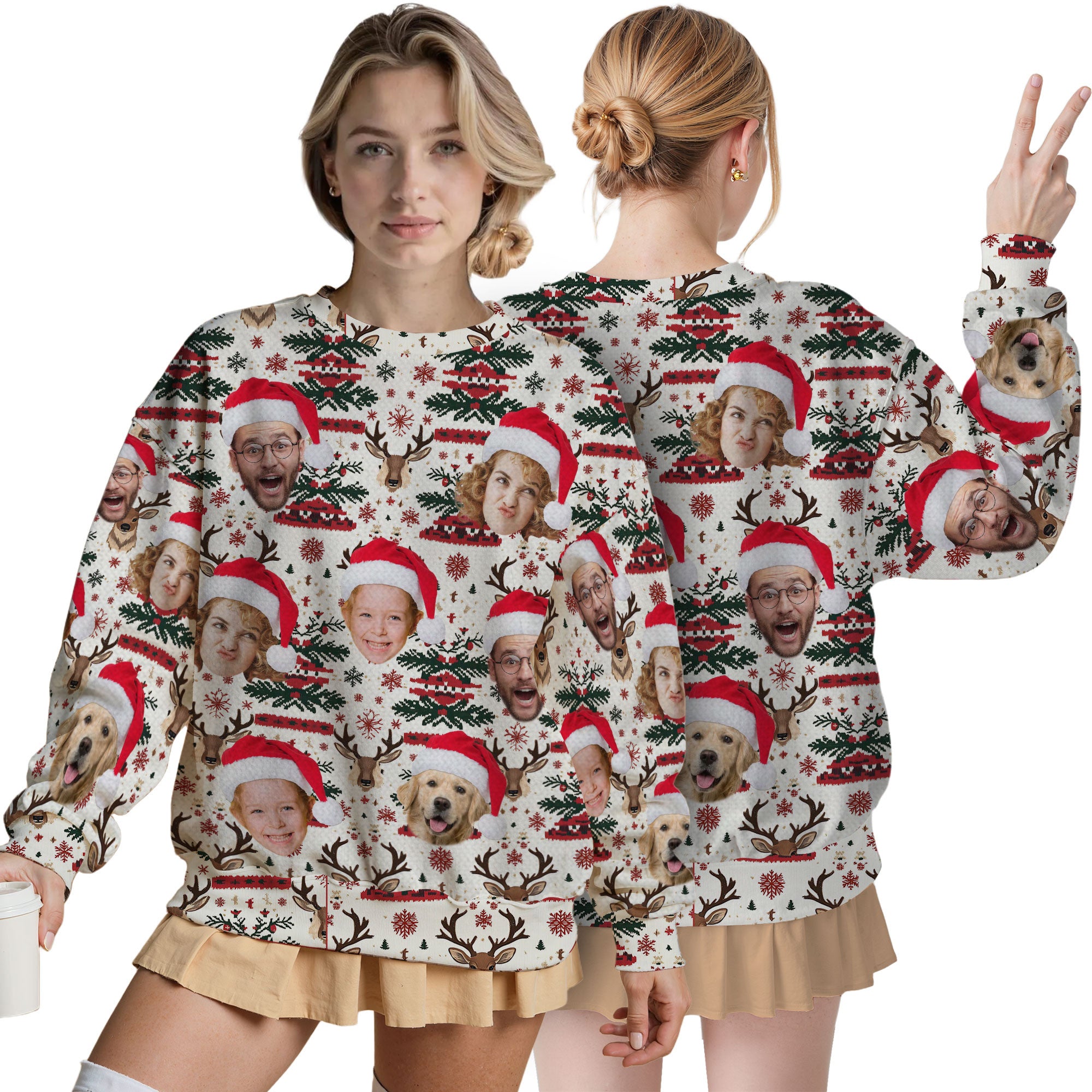 Custom Ugly Christmas Sweater for Men Women Couples Boyfriend Girlfriend Family Dad Mom, Custom Ugly Christmas Sweater with Face Photo, Personalized Sweatshirt with Picture Funny Xmas Gift ST12