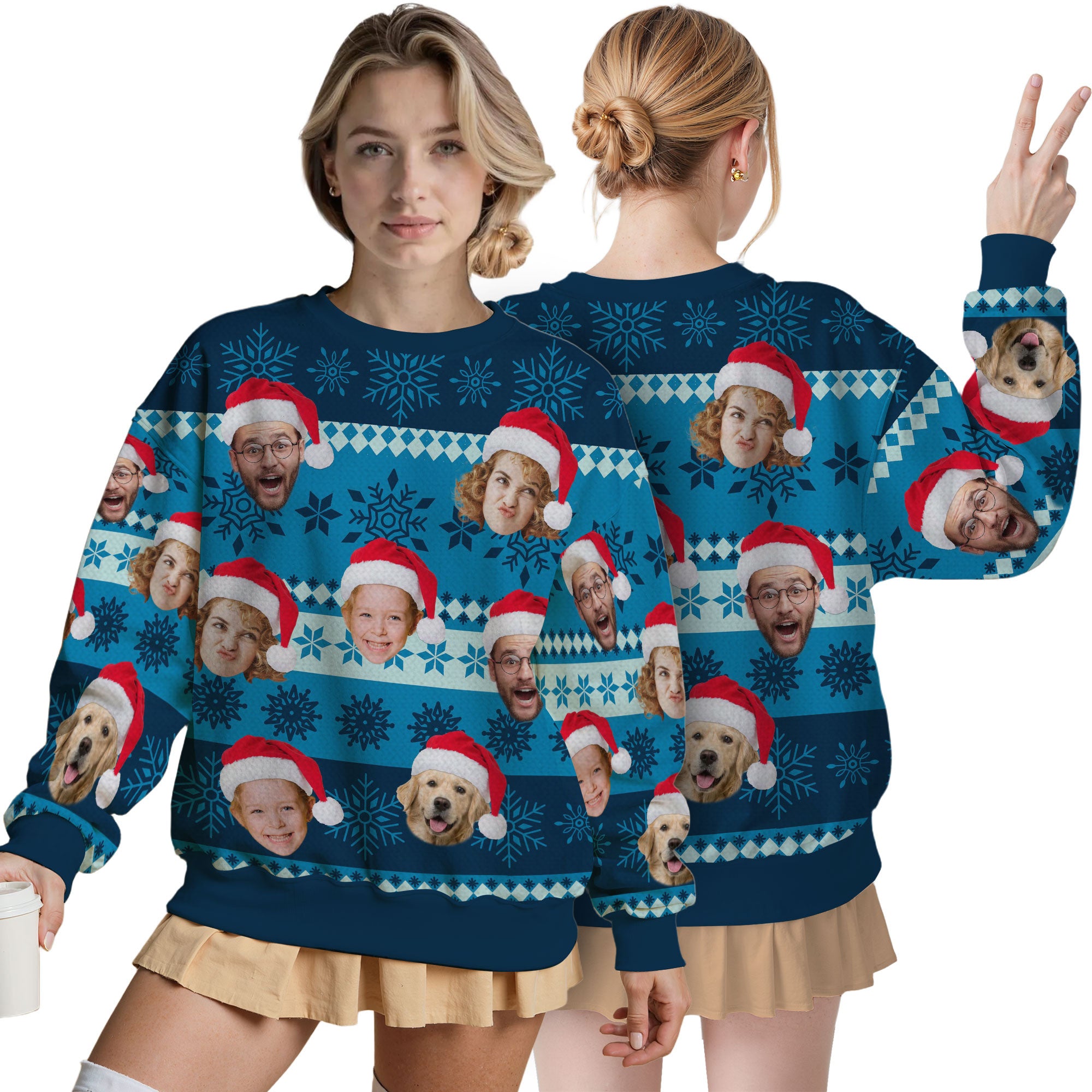 Custom Ugly Christmas Sweater for Men Women Couples Boyfriend Girlfriend Family Dad Mom, Custom Ugly Christmas Sweater with Face Photo, Personalized Sweatshirt with Picture Funny Xmas Gift ST14