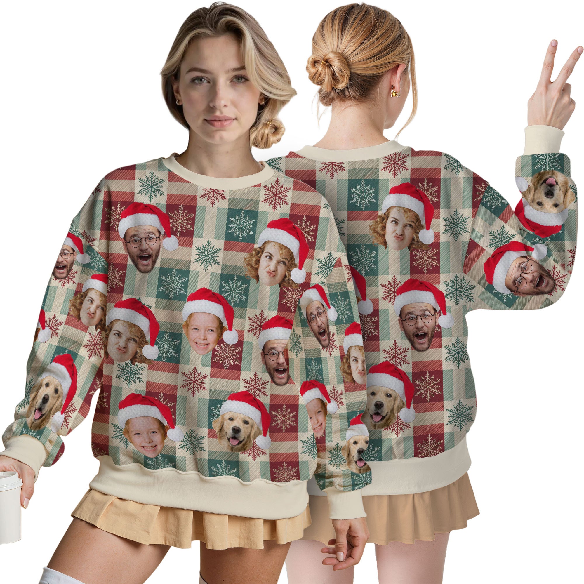 Custom Ugly Christmas Sweater for Men Women Couples Boyfriend Girlfriend Family Dad Mom, Custom Ugly Christmas Sweater with Face Photo, Personalized Sweatshirt with Picture Funny Xmas Gift ST16