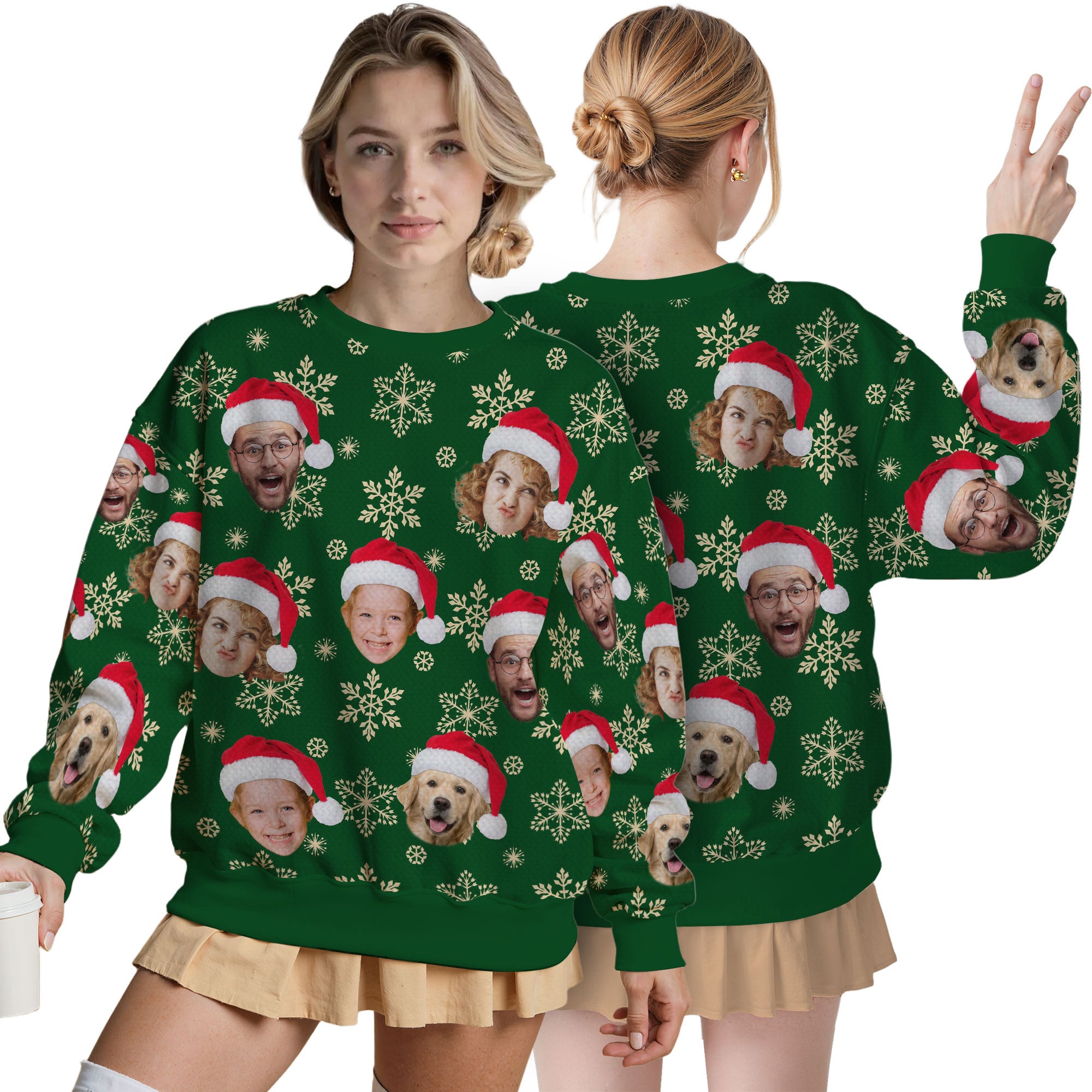 Custom Ugly Christmas Sweater for Men Women Couples Boyfriend Girlfriend Family Dad Mom, Custom Ugly Christmas Sweater with Face Photo, Personalized Sweatshirt with Picture Funny Xmas Gift ST17