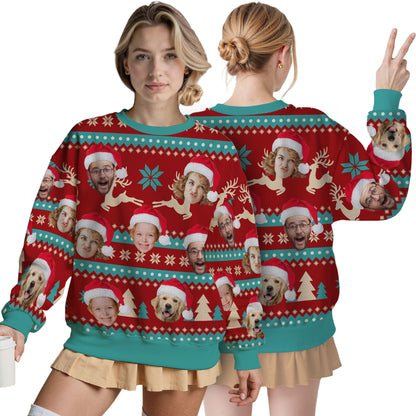 Custom Ugly Christmas Sweater for Men Women Couples Boyfriend Girlfriend Family Dad Mom, Custom Ugly Christmas Sweater with Face Photo, Personalized Sweatshirt with Picture Funny Xmas Gift ST19