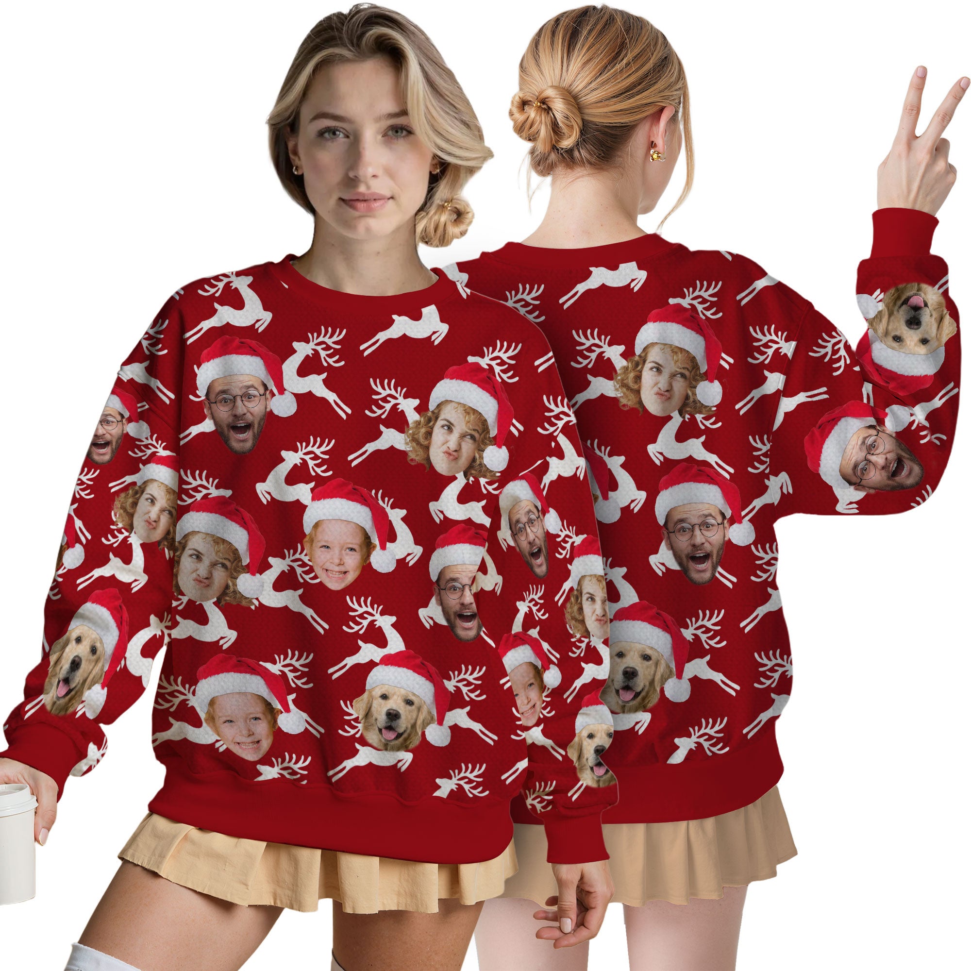 Custom Ugly Christmas Sweater for Men Women Couples Boyfriend Girlfriend Family Dad Mom, Custom Ugly Christmas Sweater with Face Photo, Personalized Sweatshirt with Picture Funny Xmas Gift ST20