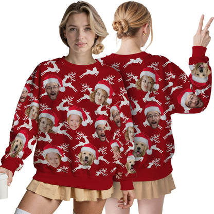 Custom Ugly Christmas Sweater for Men Women Couples Boyfriend Girlfriend Family Dad Mom, Custom Ugly Christmas Sweater with Face Photo, Personalized Sweatshirt with Picture Funny Xmas Gift ST20