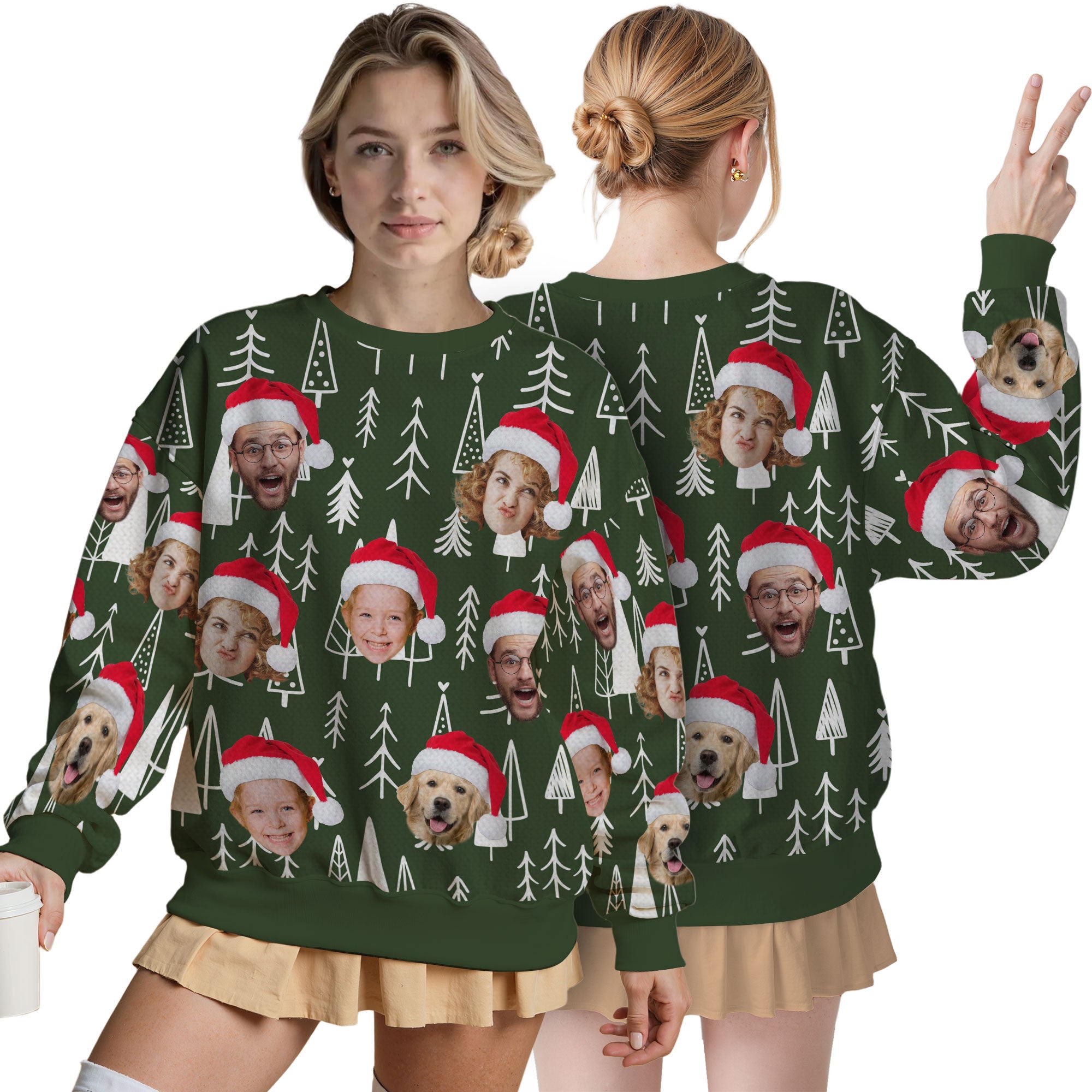 Custom Ugly Christmas Sweater for Men Women Couples Boyfriend Girlfriend Family Dad Mom, Custom Ugly Christmas Sweater with Face Photo, Personalized Sweatshirt with Picture Funny Xmas Gift ST21