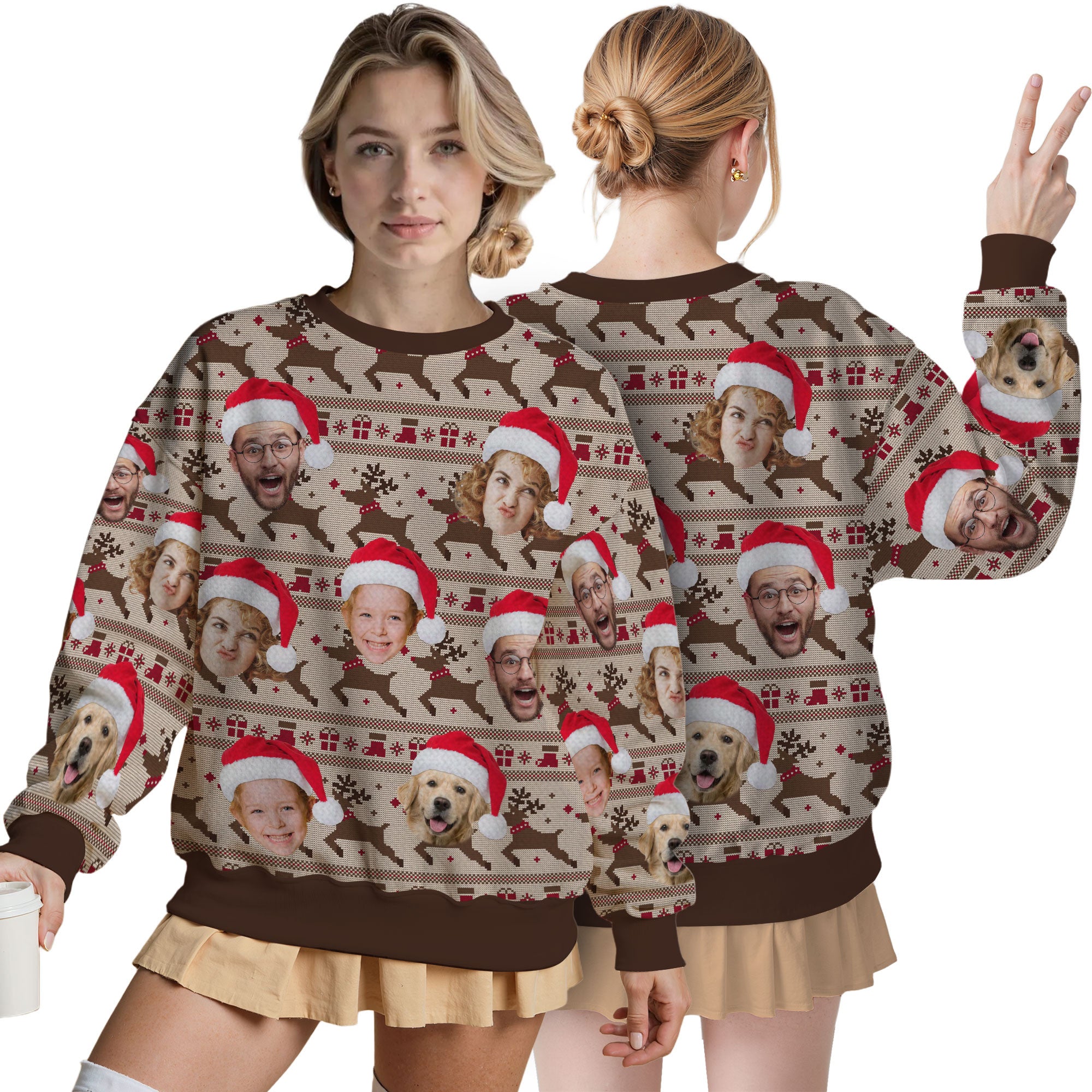 Custom Ugly Christmas Sweater for Men Women Couples Boyfriend Girlfriend Family Dad Mom, Custom Ugly Christmas Sweater with Face Photo, Personalized Sweatshirt with Picture Funny Xmas Gift ST31