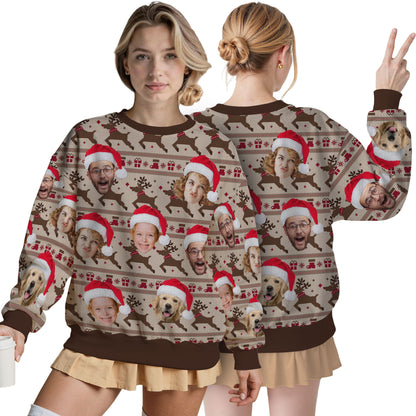 Custom Ugly Christmas Sweater for Men Women Couples Boyfriend Girlfriend Family Dad Mom, Custom Ugly Christmas Sweater with Face Photo, Personalized Sweatshirt with Picture Funny Xmas Gift ST31