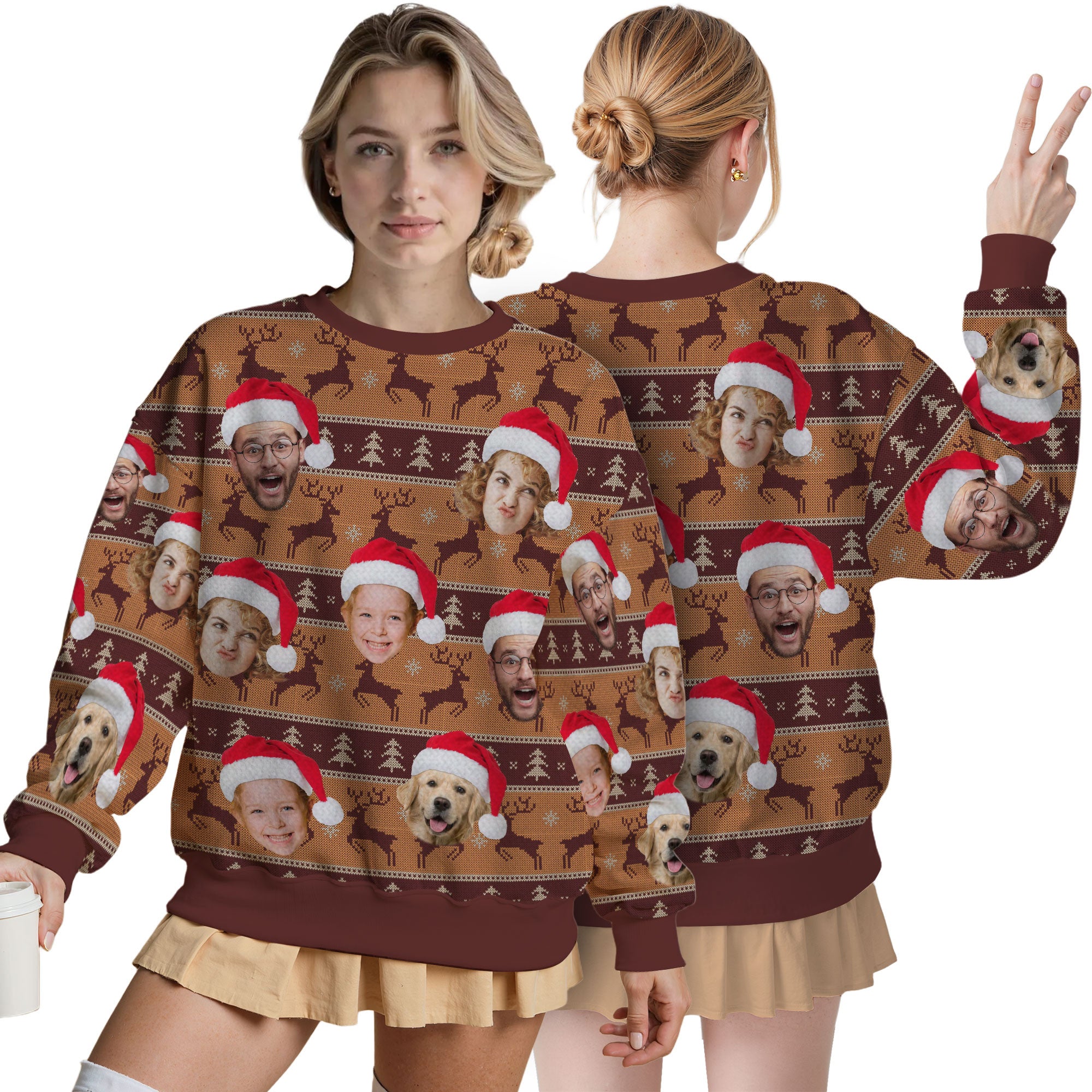 Custom Ugly Christmas Sweater for Men Women Couples Boyfriend Girlfriend Family Dad Mom, Custom Ugly Christmas Sweater with Face Photo, Personalized Sweatshirt with Picture Funny Xmas Gift ST32