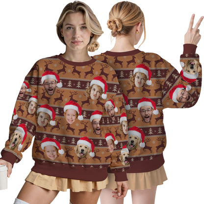 Custom Ugly Christmas Sweater for Men Women Couples Boyfriend Girlfriend Family Dad Mom, Custom Ugly Christmas Sweater with Face Photo, Personalized Sweatshirt with Picture Funny Xmas Gift ST32