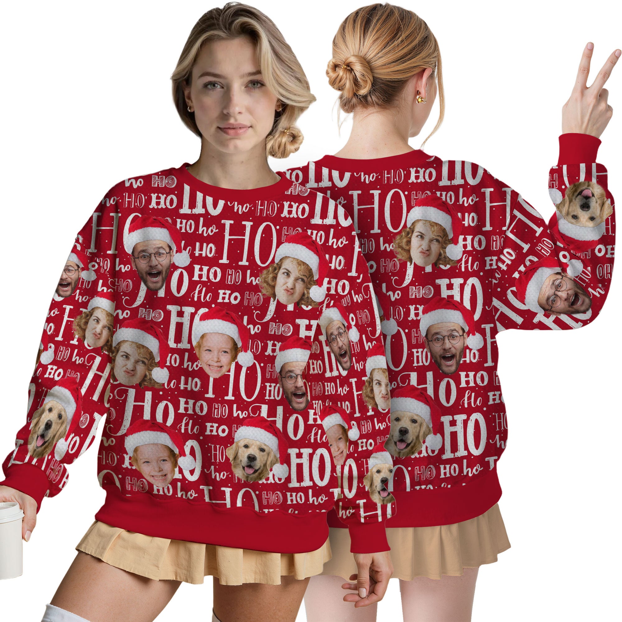 Custom Ugly Christmas Sweater for Men Women Couples Boyfriend Girlfriend Family Dad Mom, Custom Ugly Christmas Sweater with Face Photo, Personalized Sweatshirt with Picture Funny Xmas Gift ST34