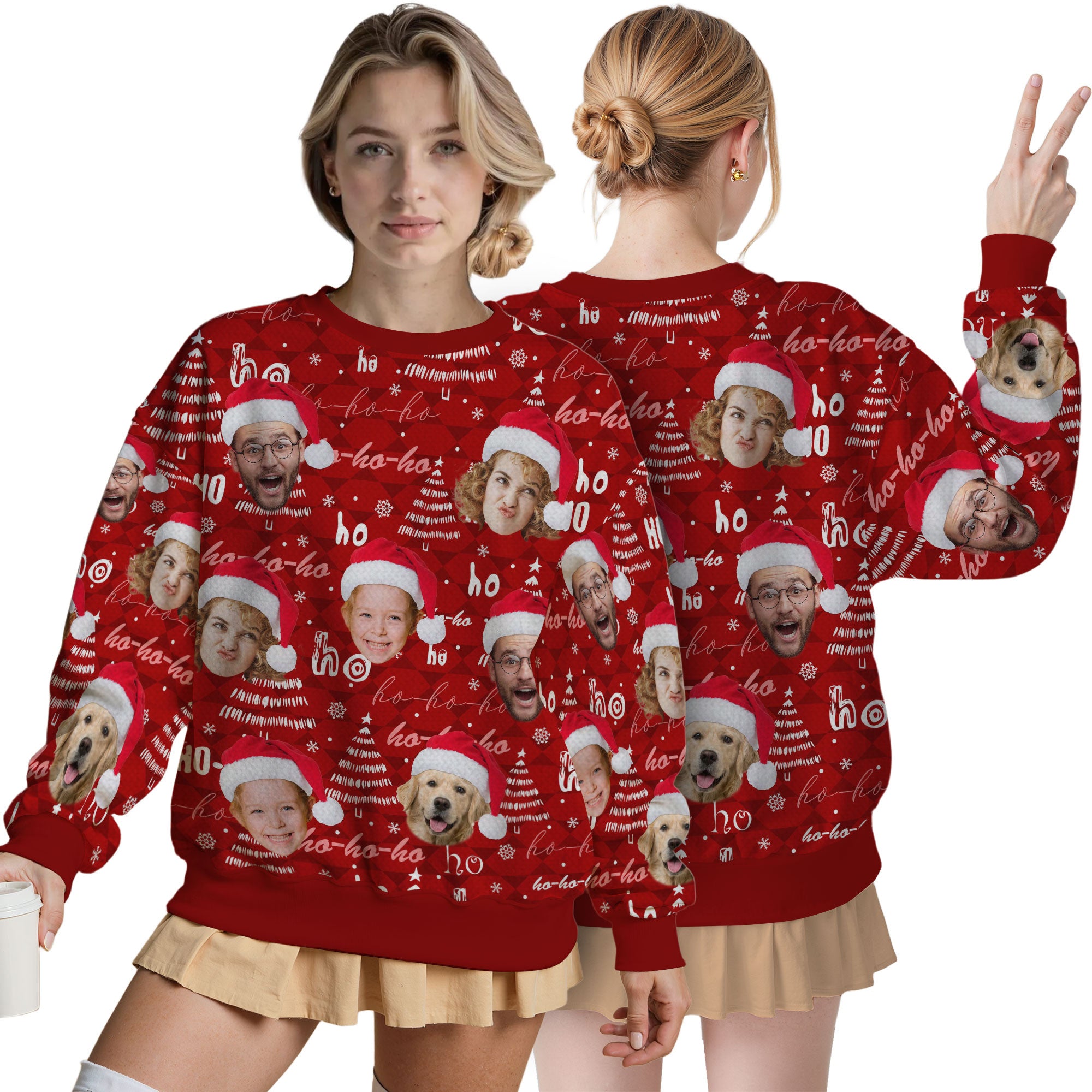 Custom Ugly Christmas Sweater for Men Women Couples Boyfriend Girlfriend Family Dad Mom, Custom Ugly Christmas Sweater with Face Photo, Personalized Sweatshirt with Picture Funny Xmas Gift ST35