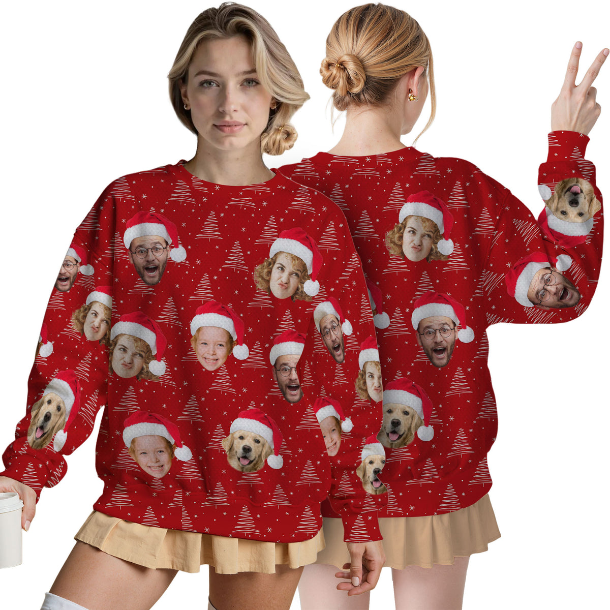Custom Ugly Christmas Sweater for Men Women Couples Boyfriend Girlfriend Family Dad Mom, Custom Ugly Christmas Sweater with Face Photo, Personalized Sweatshirt with Picture Funny Xmas Gift ST36
