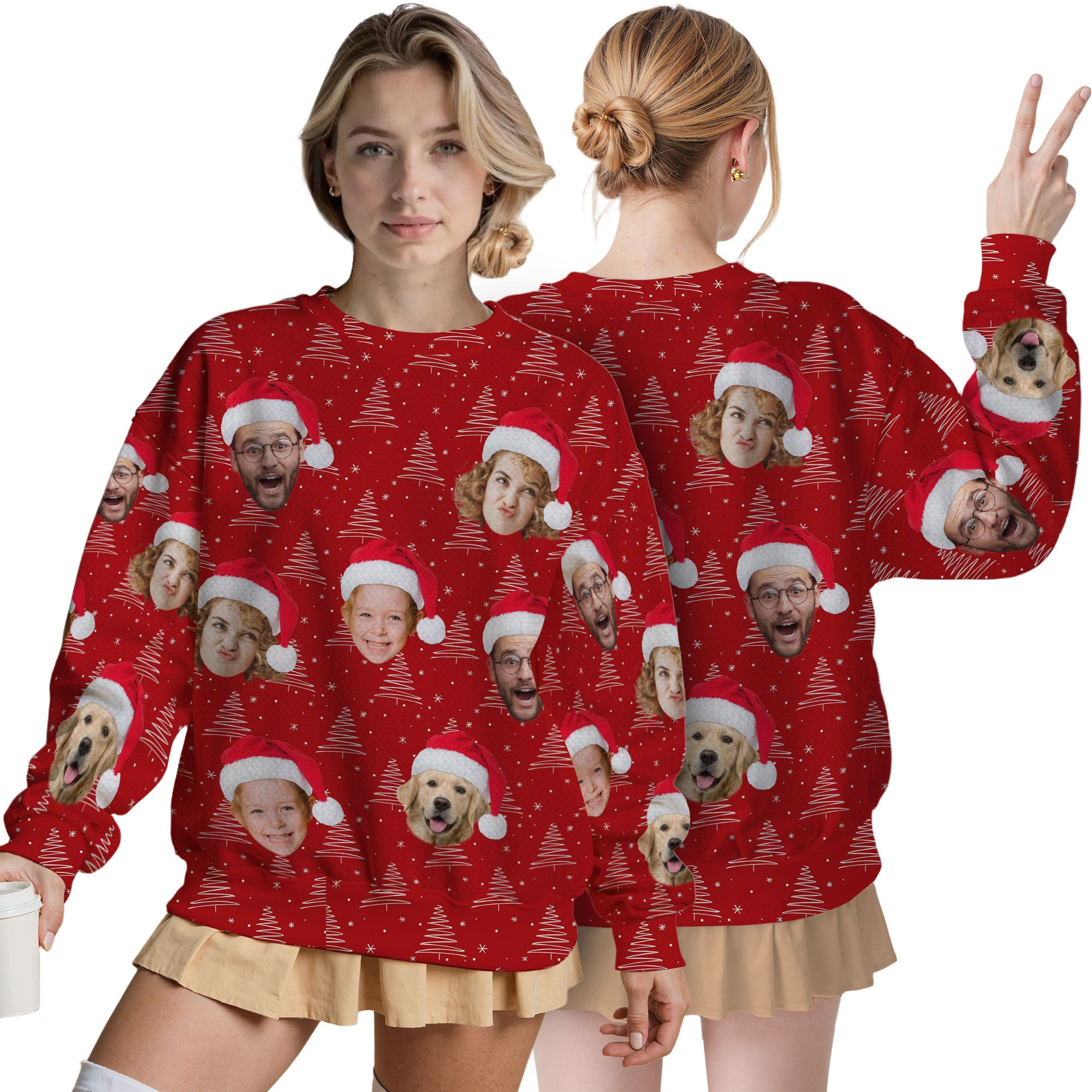 Custom Ugly Christmas Sweater for Men Women Couples Boyfriend Girlfriend Family Dad Mom, Custom Ugly Christmas Sweater with Face Photo, Personalized Sweatshirt with Picture Funny Xmas Gift ST36