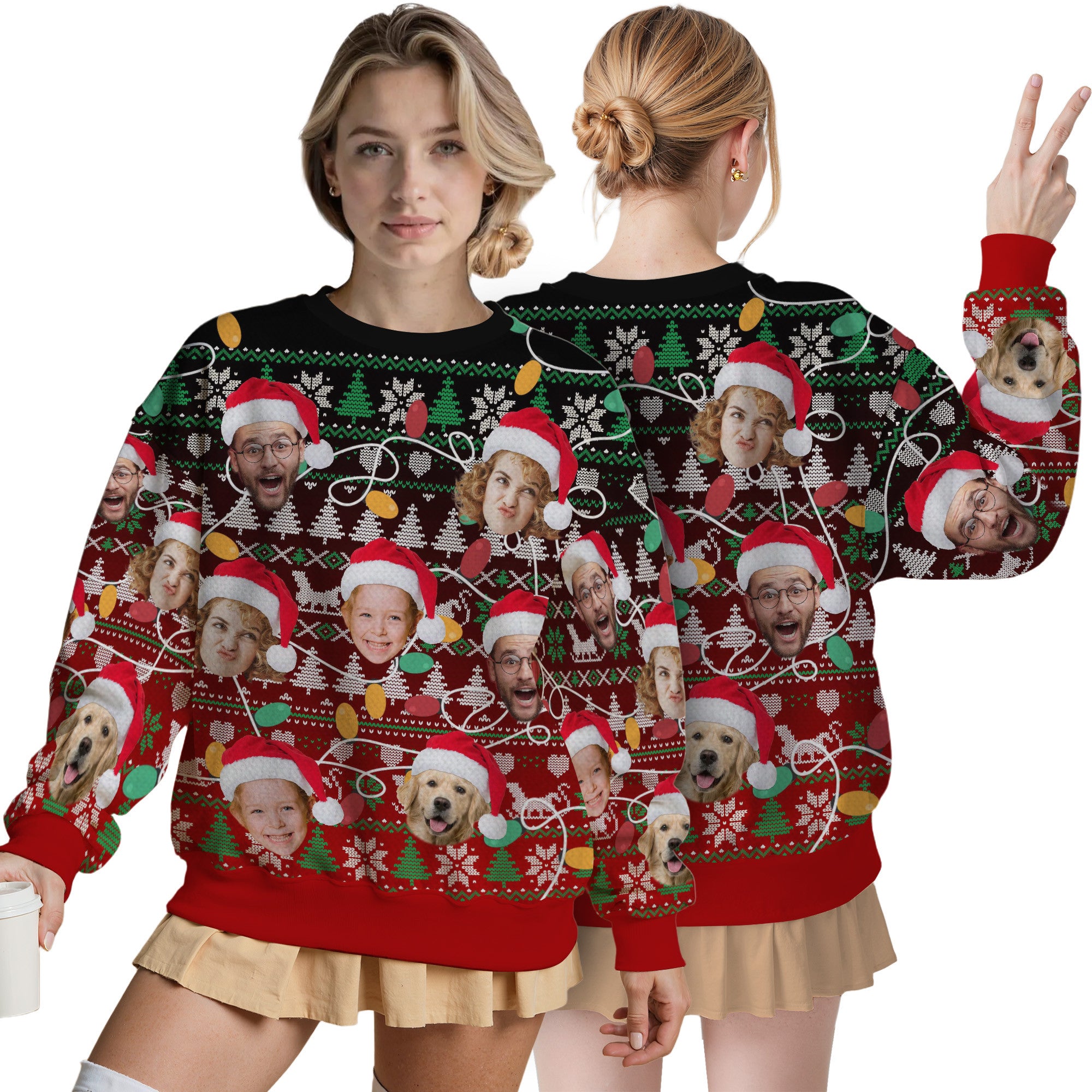 Custom Ugly Christmas Sweater for Men Women Couples Boyfriend Girlfriend Family Dad Mom, Custom Ugly Christmas Sweater with Face Photo, Personalized Sweatshirt with Picture Funny Xmas Gift ST37