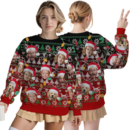 Custom Ugly Christmas Sweater for Men Women Couples Boyfriend Girlfriend Family Dad Mom, Custom Ugly Christmas Sweater with Face Photo, Personalized Sweatshirt with Picture Funny Xmas Gift ST37