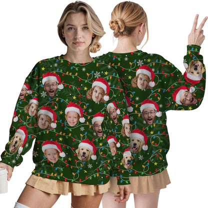 Custom Ugly Christmas Sweater for Men Women Couples Boyfriend Girlfriend Family Dad Mom, Custom Ugly Christmas Sweater with Face Photo, Personalized Sweatshirt with Picture Funny Xmas Gift ST38