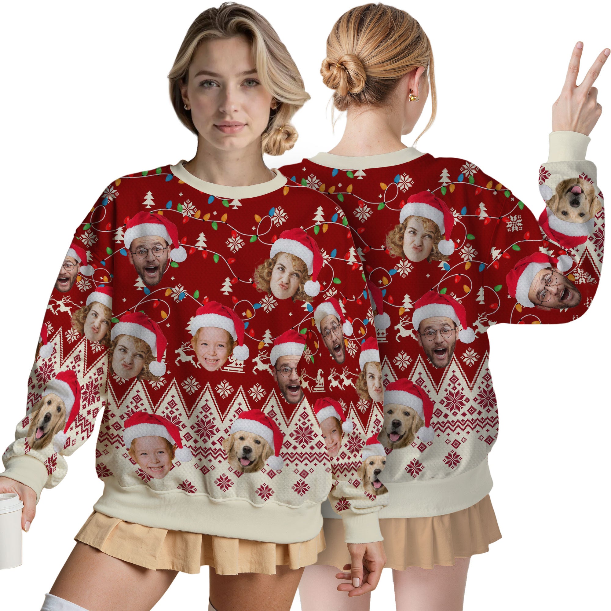 Custom Ugly Christmas Sweater for Men Women Couples Boyfriend Girlfriend Family Dad Mom, Custom Ugly Christmas Sweater with Face Photo, Personalized Sweatshirt with Picture Funny Xmas Gift ST39