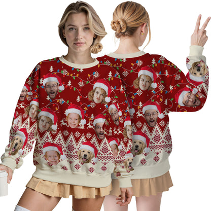 Custom Ugly Christmas Sweater for Men Women Couples Boyfriend Girlfriend Family Dad Mom, Custom Ugly Christmas Sweater with Face Photo, Personalized Sweatshirt with Picture Funny Xmas Gift ST39