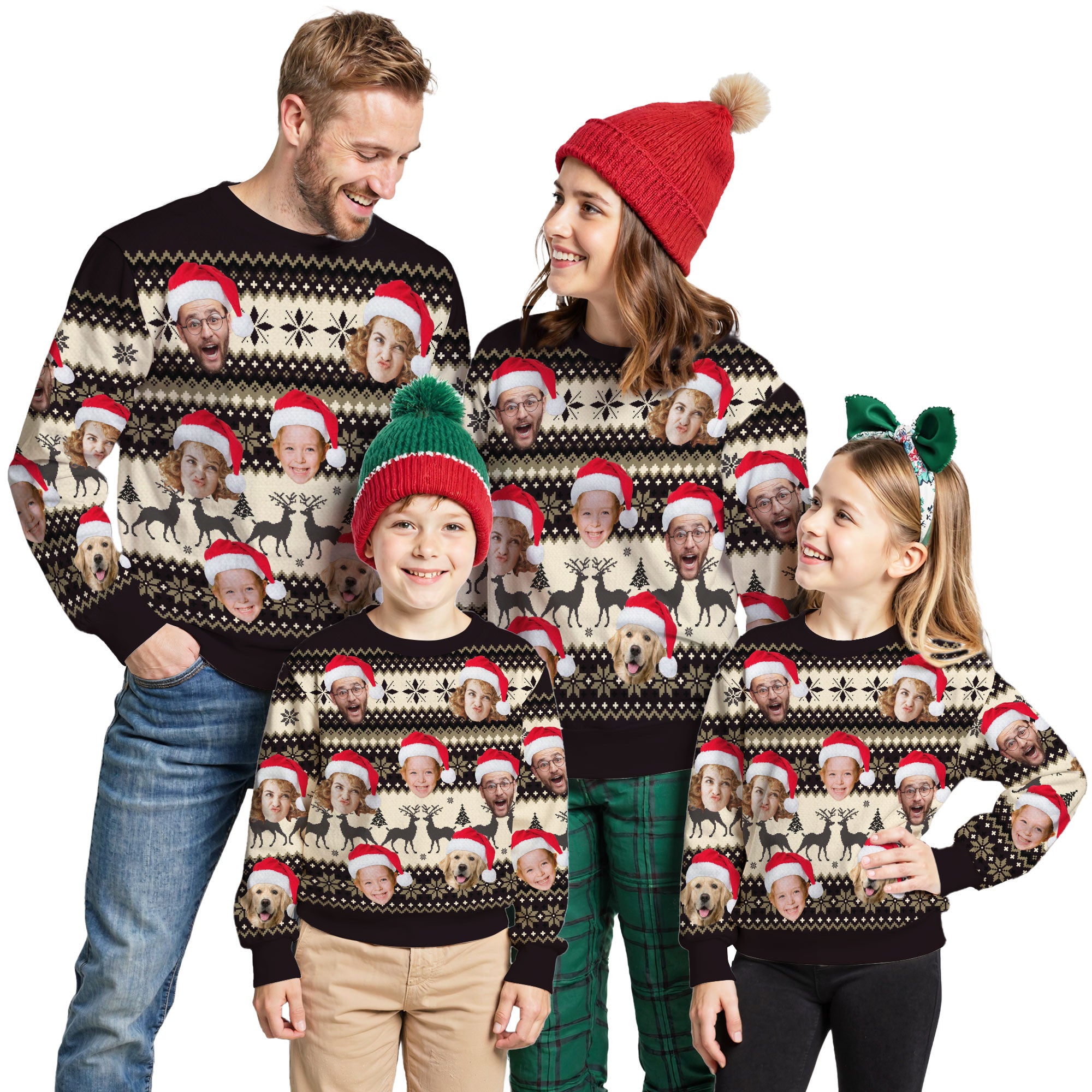 Custom Ugly Christmas Sweater for Men Women Couples Boyfriend Girlfriend Family Dad Mom, Custom Ugly Christmas Sweater with Face Photo, Personalized Sweatshirt with Picture Funny Xmas Gift ST1