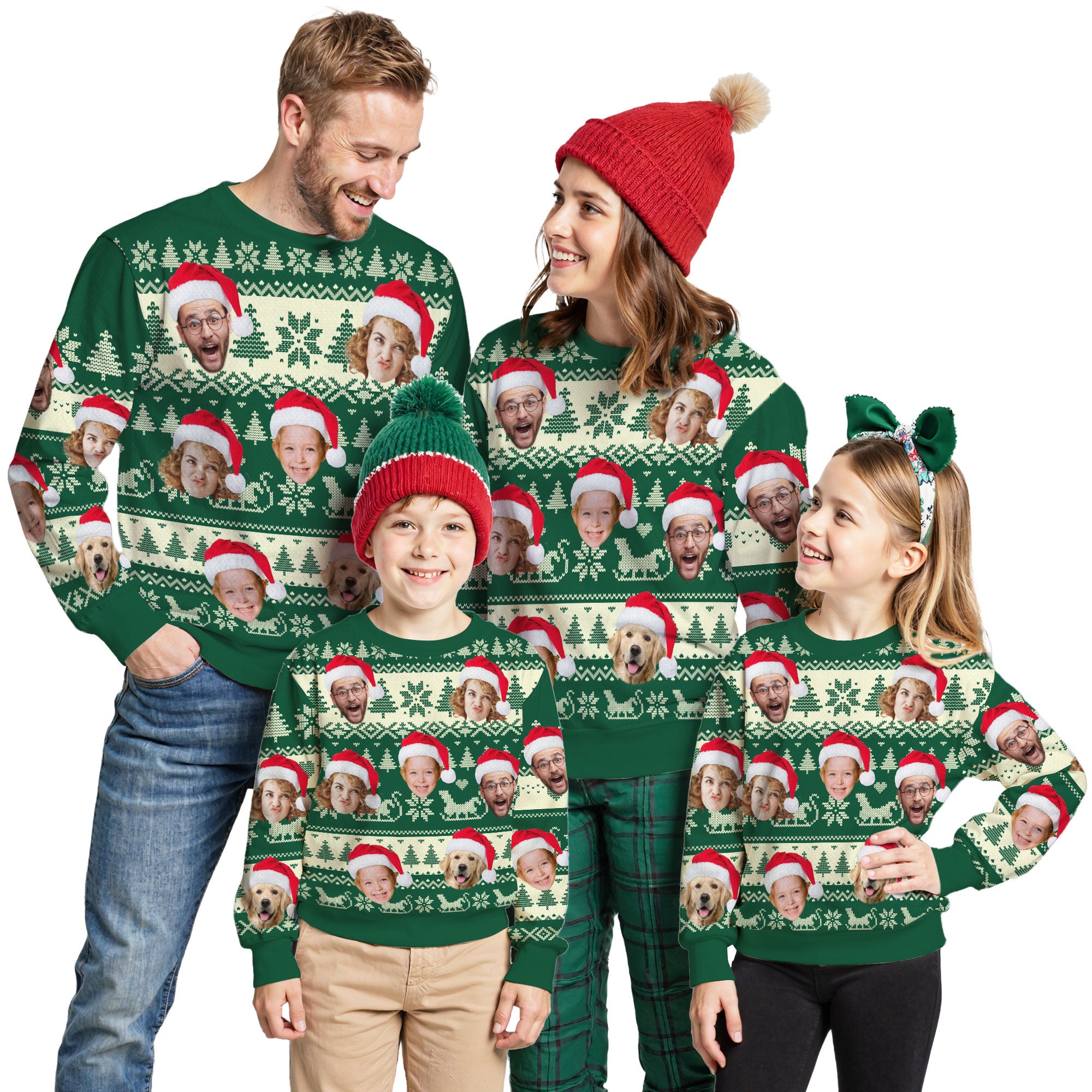 Custom Ugly Christmas Sweater for Men Women Couples Boyfriend Girlfriend Family Dad Mom, Custom Ugly Christmas Sweater with Face Photo, Personalized Sweatshirt with Picture Funny Xmas Gift ST2