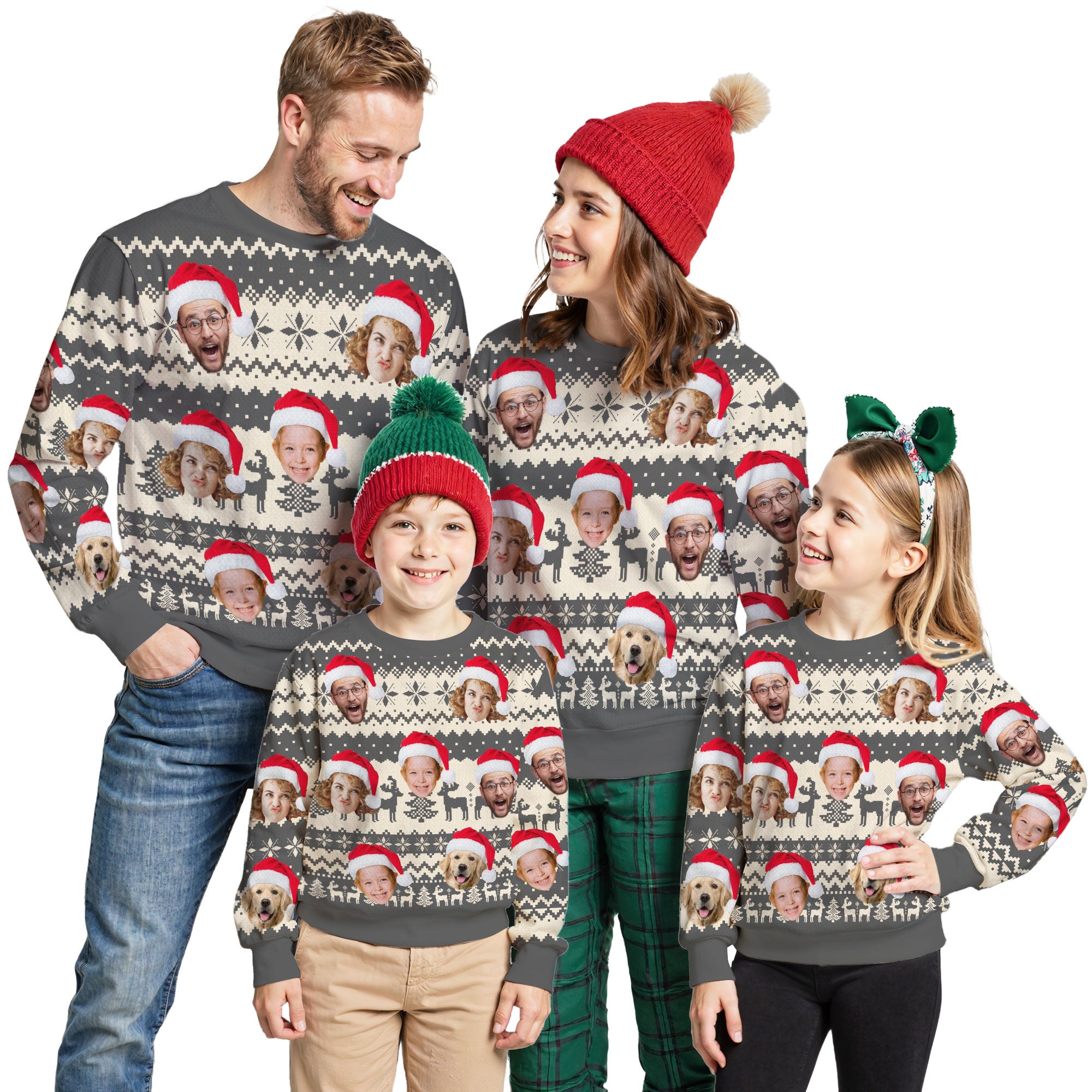 Custom Ugly Christmas Sweater for Men Women Couples Boyfriend Girlfriend Family Dad Mom, Custom Ugly Christmas Sweater with Face Photo, Personalized Sweatshirt with Picture Funny Xmas Gift ST3