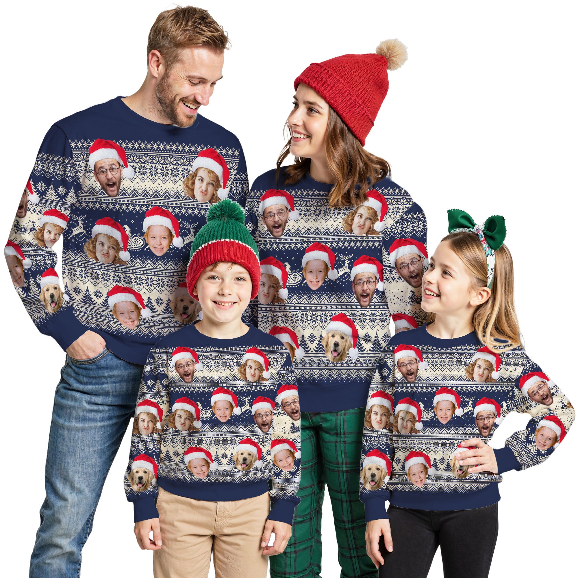 Custom Ugly Christmas Sweater for Men Women Couples Boyfriend Girlfriend Family Dad Mom, Custom Ugly Christmas Sweater with Face Photo, Personalized Sweatshirt with Picture Funny Xmas Gift ST4
