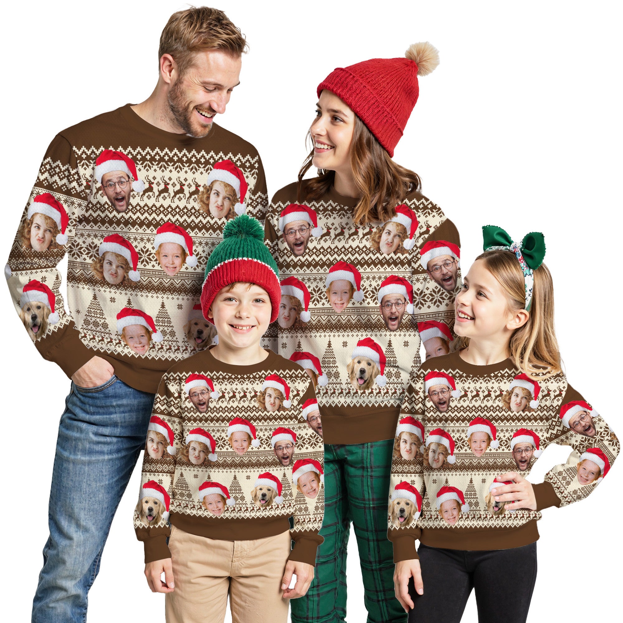 Custom Ugly Christmas Sweater for Men Women Couples Boyfriend Girlfriend Family Dad Mom, Custom Ugly Christmas Sweater with Face Photo, Personalized Sweatshirt with Picture Funny Xmas Gift ST5