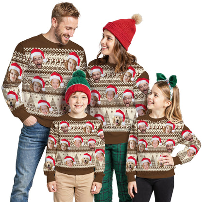 Custom Ugly Christmas Sweater for Men Women Couples Boyfriend Girlfriend Family Dad Mom, Custom Ugly Christmas Sweater with Face Photo, Personalized Sweatshirt with Picture Funny Xmas Gift ST5