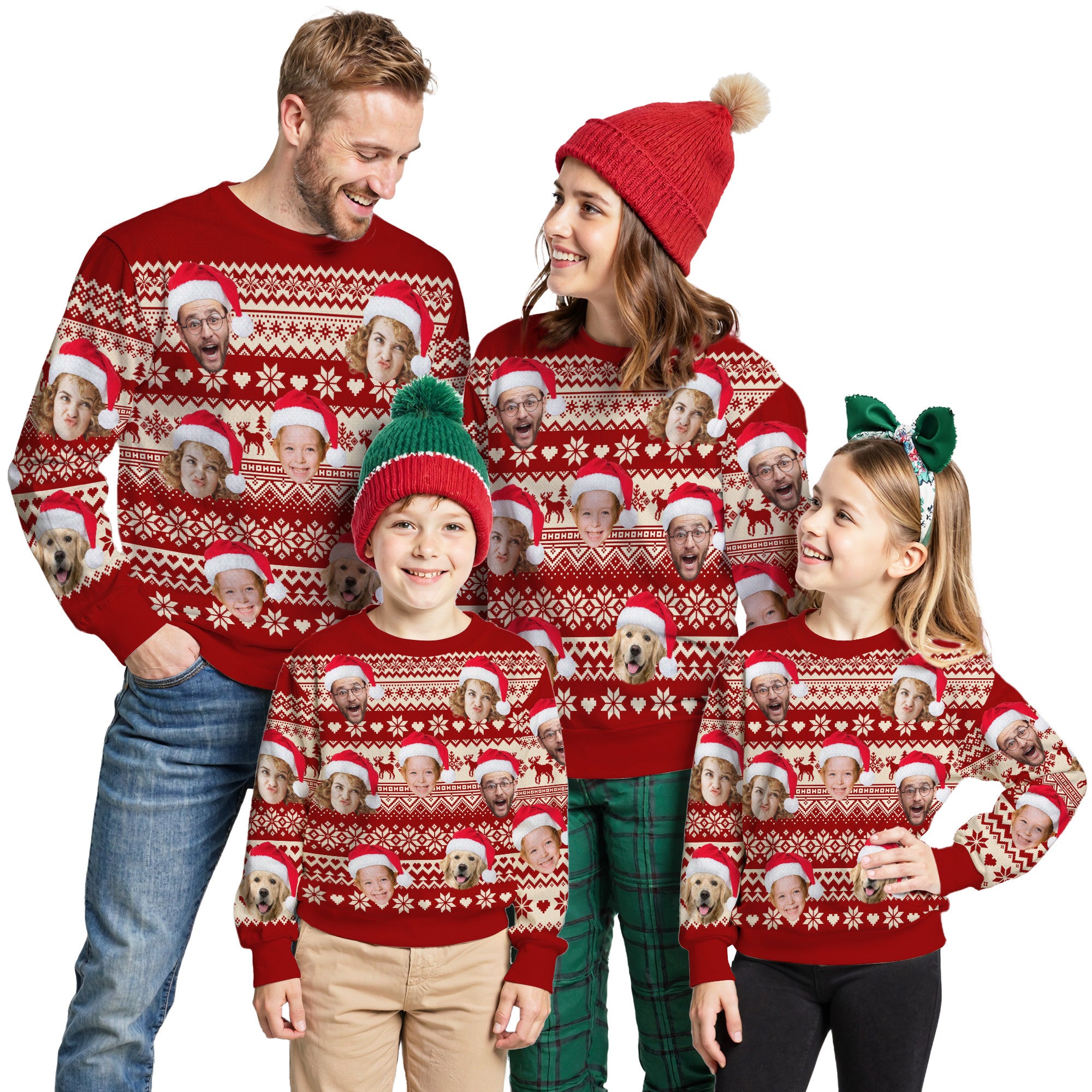 Custom Ugly Christmas Sweater for Men Women Couples Boyfriend Girlfriend Family Dad Mom, Custom Ugly Christmas Sweater with Face Photo, Personalized Sweatshirt with Picture Funny Xmas Gift ST6