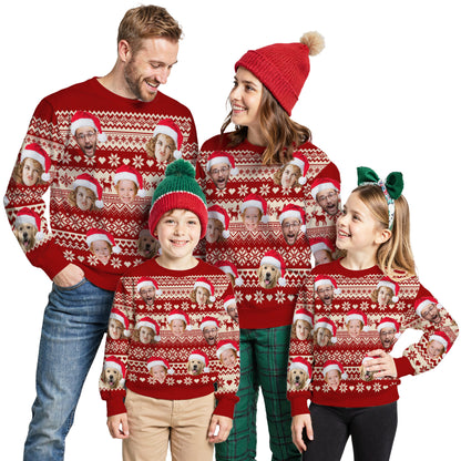 Custom Ugly Christmas Sweater for Men Women Couples Boyfriend Girlfriend Family Dad Mom, Custom Ugly Christmas Sweater with Face Photo, Personalized Sweatshirt with Picture Funny Xmas Gift ST6