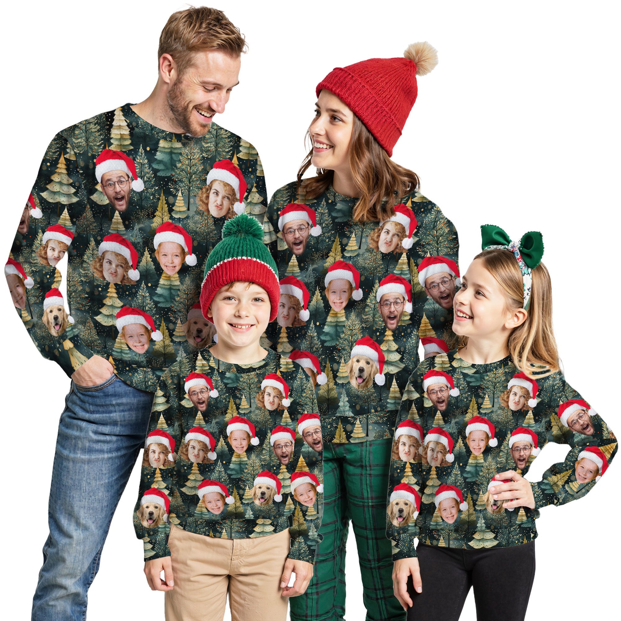 Custom Ugly Christmas Sweater for Men Women Couples Boyfriend Girlfriend Family Dad Mom, Custom Ugly Christmas Sweater with Face Photo, Personalized Sweatshirt with Picture Funny Xmas Gift ST7
