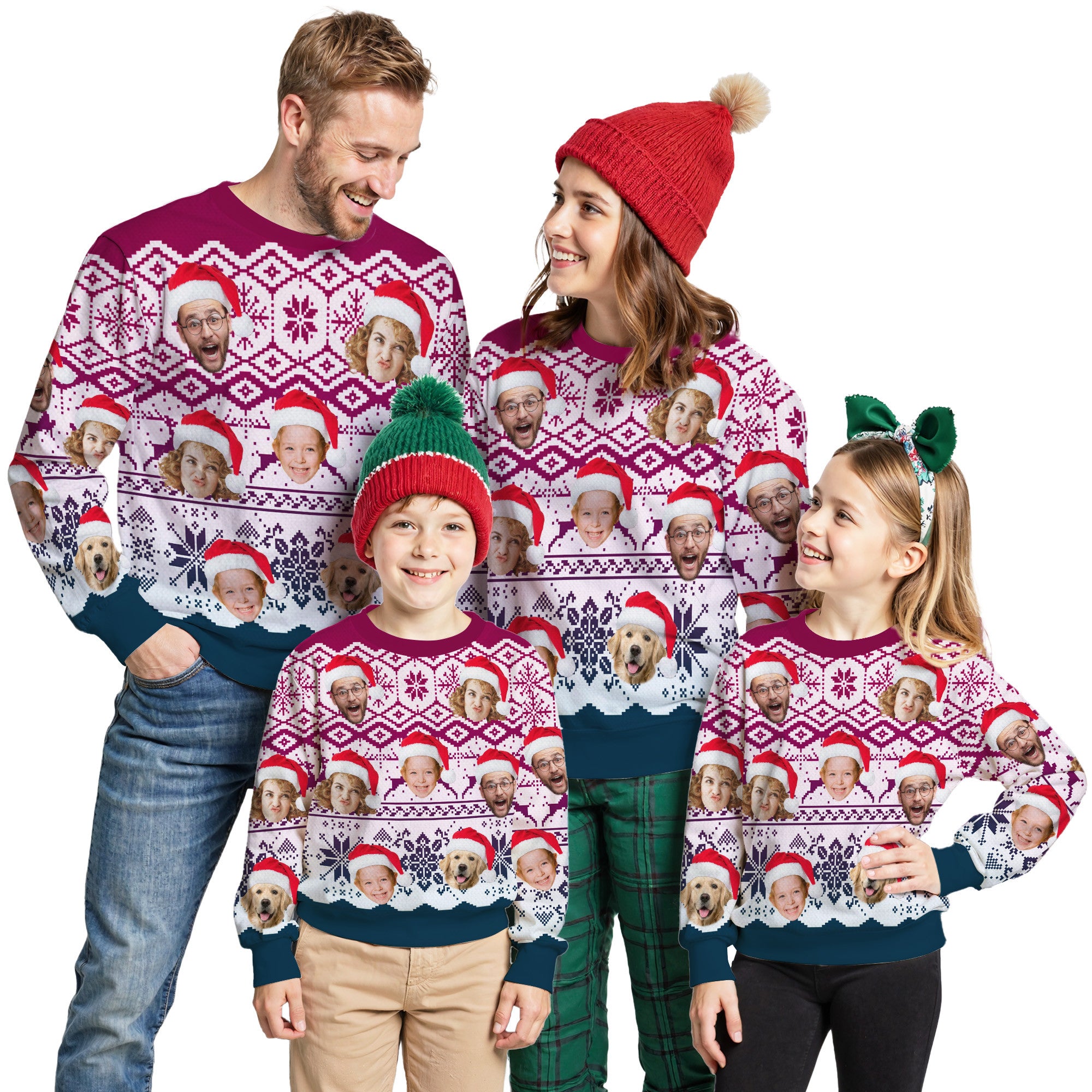 Custom Ugly Christmas Sweater for Men Women Couples Boyfriend Girlfriend Family Dad Mom, Custom Ugly Christmas Sweater with Face Photo, Personalized Sweatshirt with Picture Funny Xmas Gift ST9
