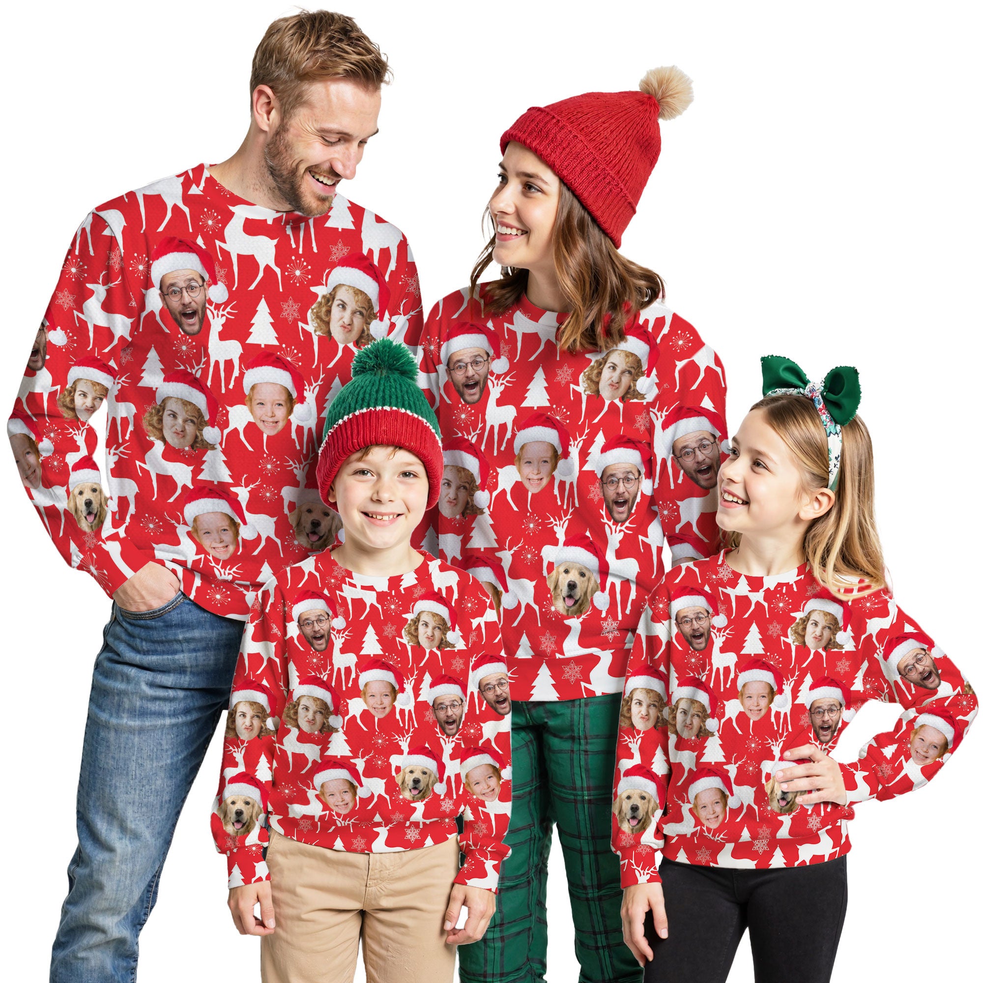 Custom Ugly Christmas Sweater for Men Women Couples Boyfriend Girlfriend Family Dad Mom, Custom Ugly Christmas Sweater with Face Photo, Personalized Sweatshirt with Picture Funny Xmas Gift ST10